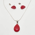 Silver Set 925 NATURAL STONE Ruby color