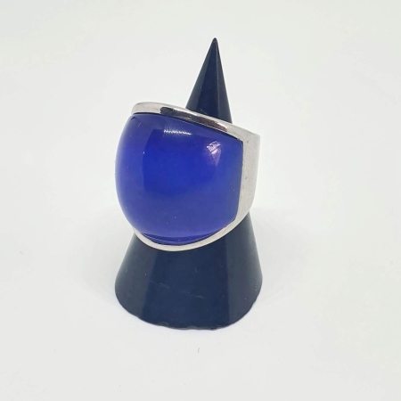 Anillo acero gema azul 44125