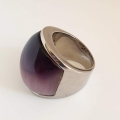 anillo en acero piedra cobre amatista 44126
